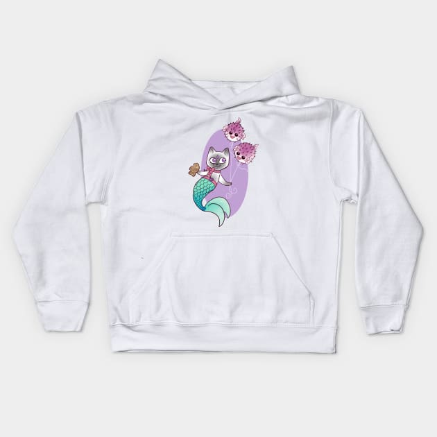 Mer-Kitty-Fun Kids Hoodie by Redheadkls